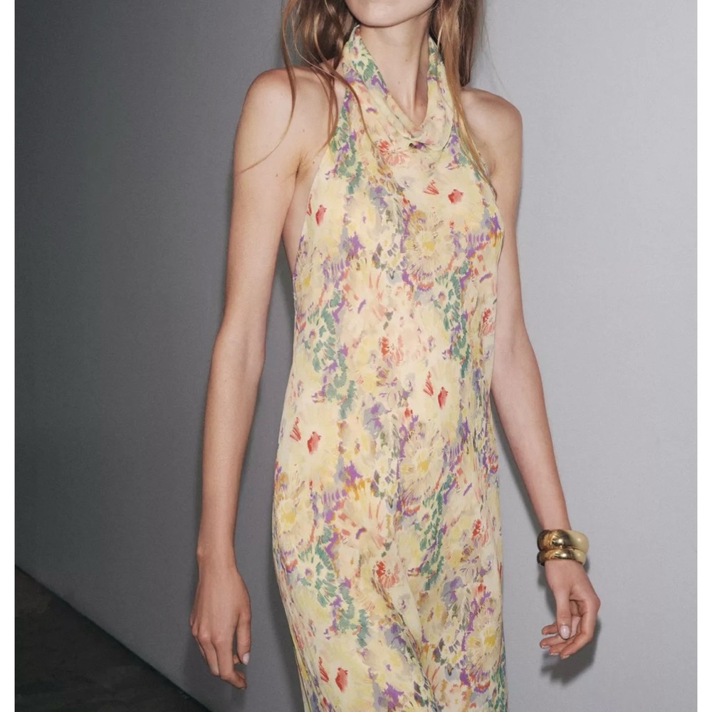 NWT ZARA ZW COLLECTION FLORAL PRINT DRESS - Picture 5 of 8